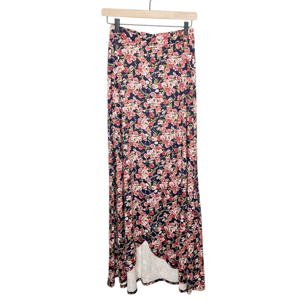 Sadie &‎ Sage Floral Print Faux Wrap High Low Maxi Skirt Small S